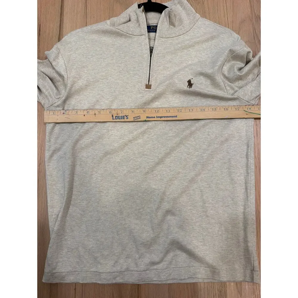Mens Polo Ralph Lauren Brown Beige Quarter 1/4 Zip Pullover Sweater